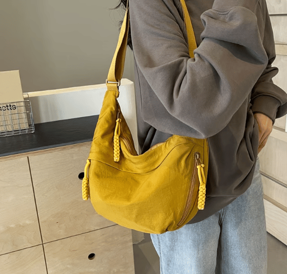Women's Fashion Plain Color Nylon Crossbody Hobo Bag