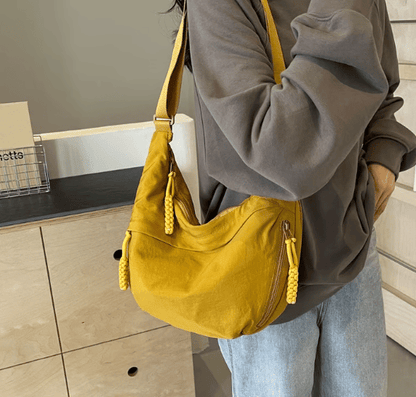 Women's Fashion Plain Color Nylon Crossbody Hobo Bag