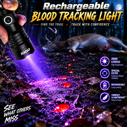 🌟🔦 2000 Lumens Rechargeable Blood Tracking Light 🔦 For Night Hunting