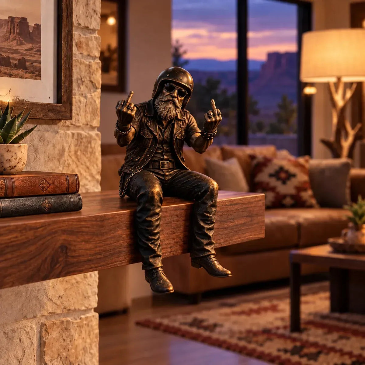 ⏳ Last Day 49% OFF – 🏍️ Old Biker Soul Shelf Sitter | 5 Rustic Rider Designs with Antique Bronze-Look Finish 🤎