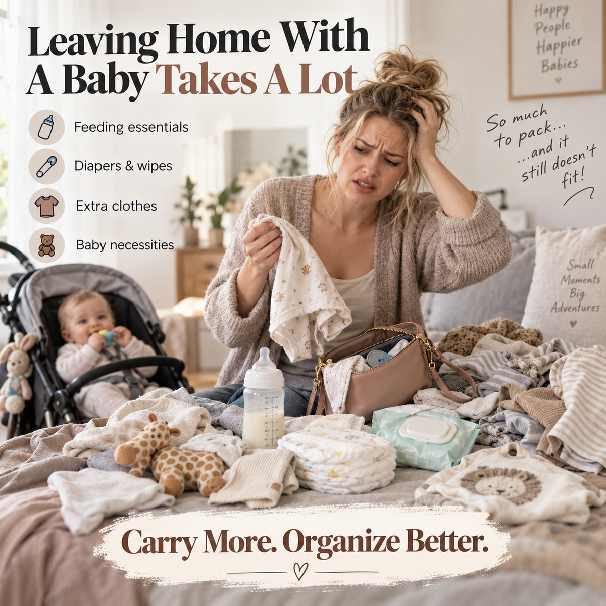 👶  2-in-1 Baby Diaper Bag Backpack – Fold-Out Care Space & Large Storage