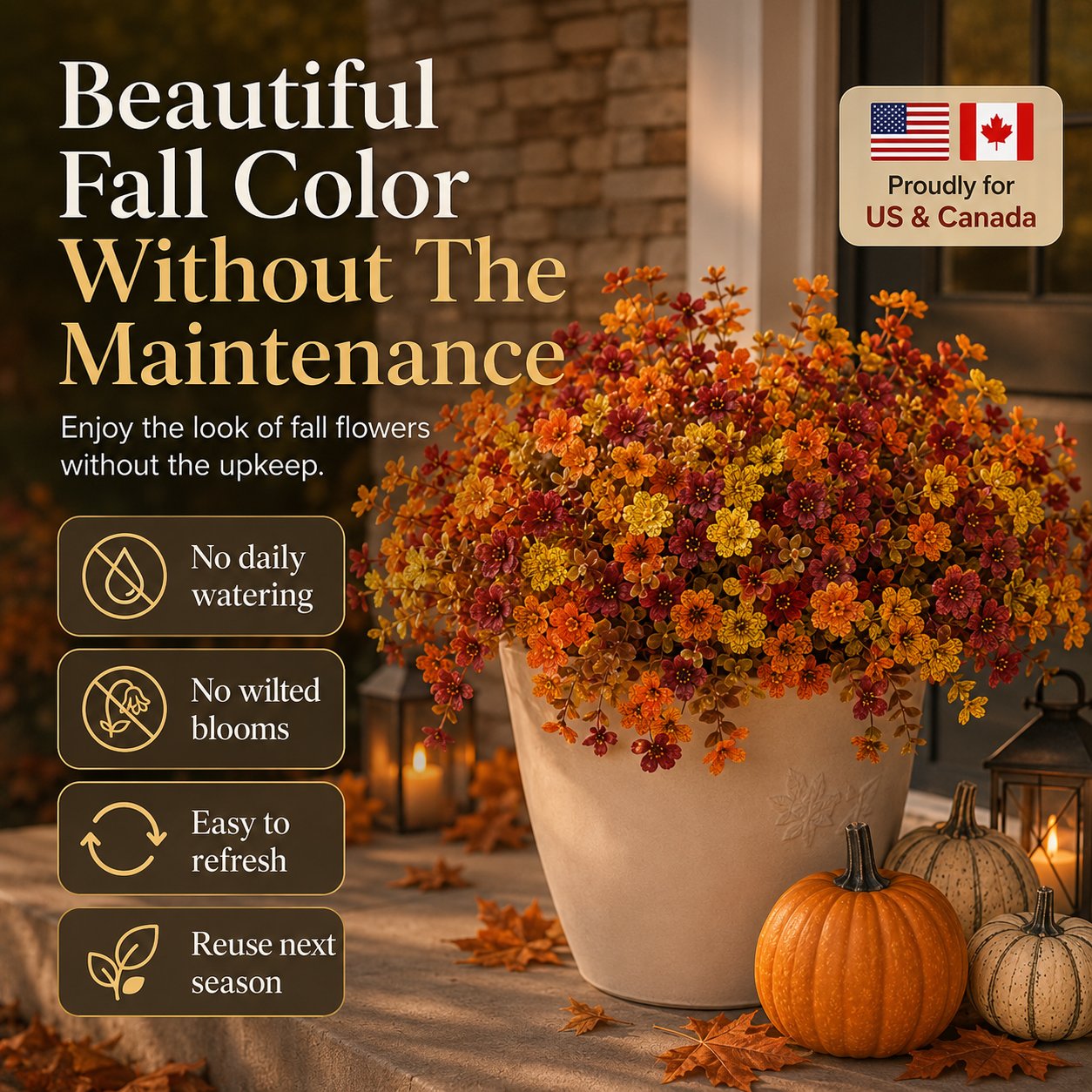 🍂 FALL SALE 49% OFF🌼 Faux Flower Bundles for Porch Decor