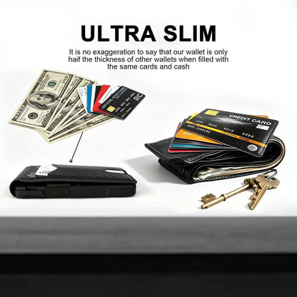 💳 Men's RFID Minimalist Pop-Up Wallet – ID Window & Money Clip