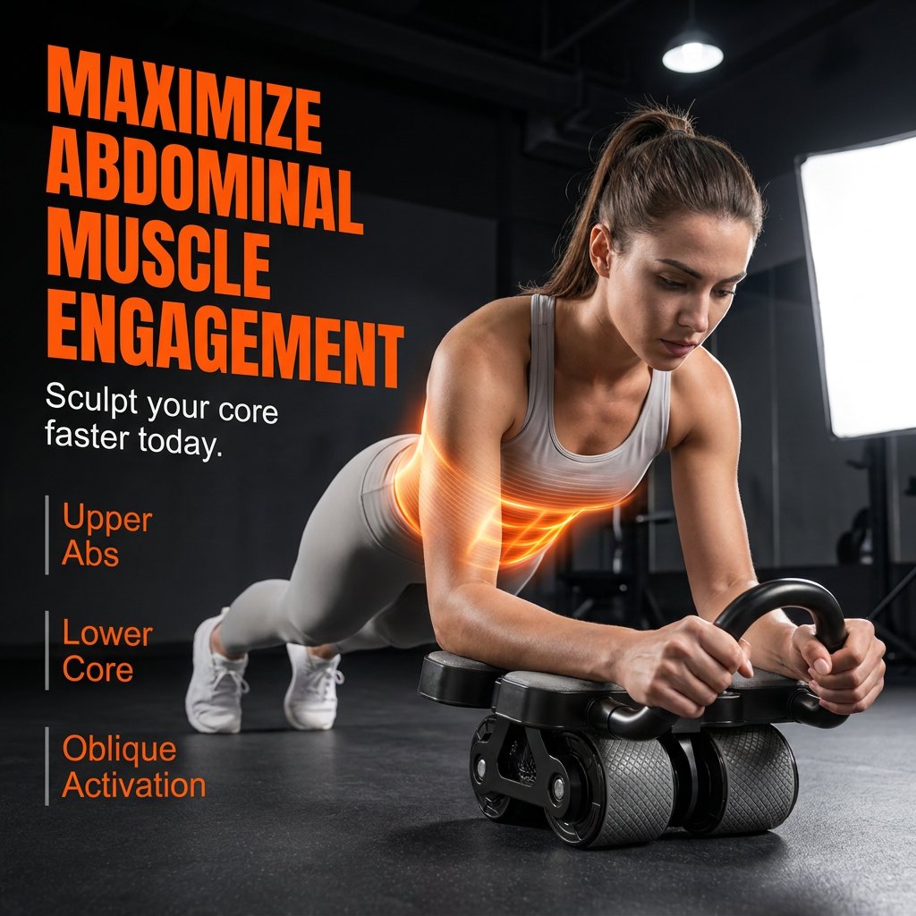 💪 Smart 4-Wheel Automatic Rebound Ab Roller – Digital Display, Elbow Support & Phone Holder