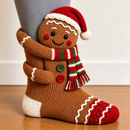 🎄 🧦3D Hugging Christmas Socks 🎅 Cute Knit Holiday Socks 5 Designs