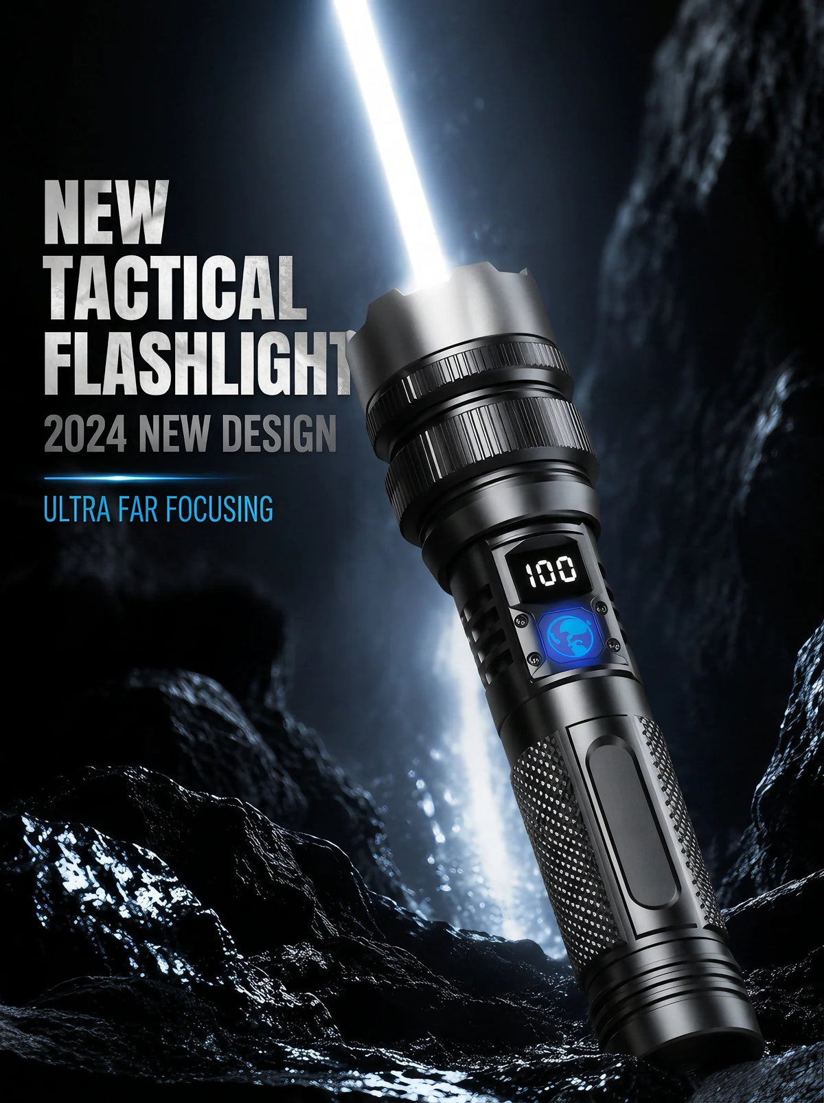 🔥 HOT SALE 50% OFF 💎 High-power flashlight: features an aluminum alloy heat-dissipating head and a telescopic zoom design for powerful, concentrated light; includes a digital battery level display.