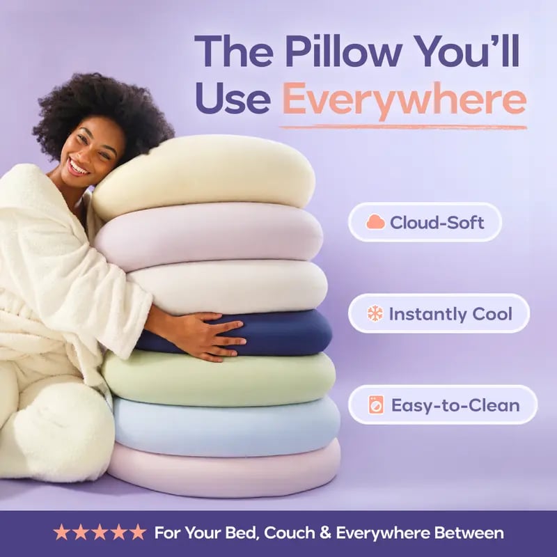 Mellow CloudCool & Lush Pebble Pillow | Washable Removable Cover Cushion