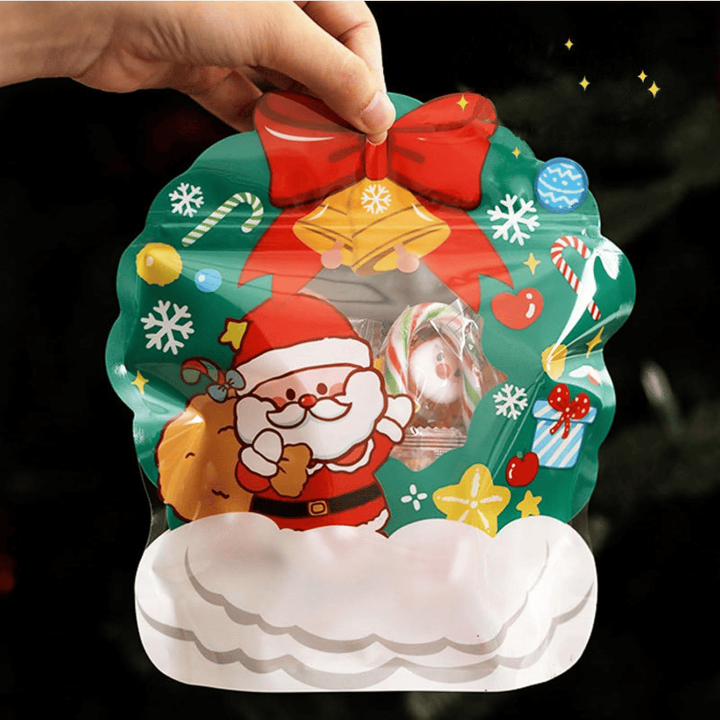 🎄Christmas Treat Bags, Kids Xmas Sealable Bags With Handle 10 PCS❄️
