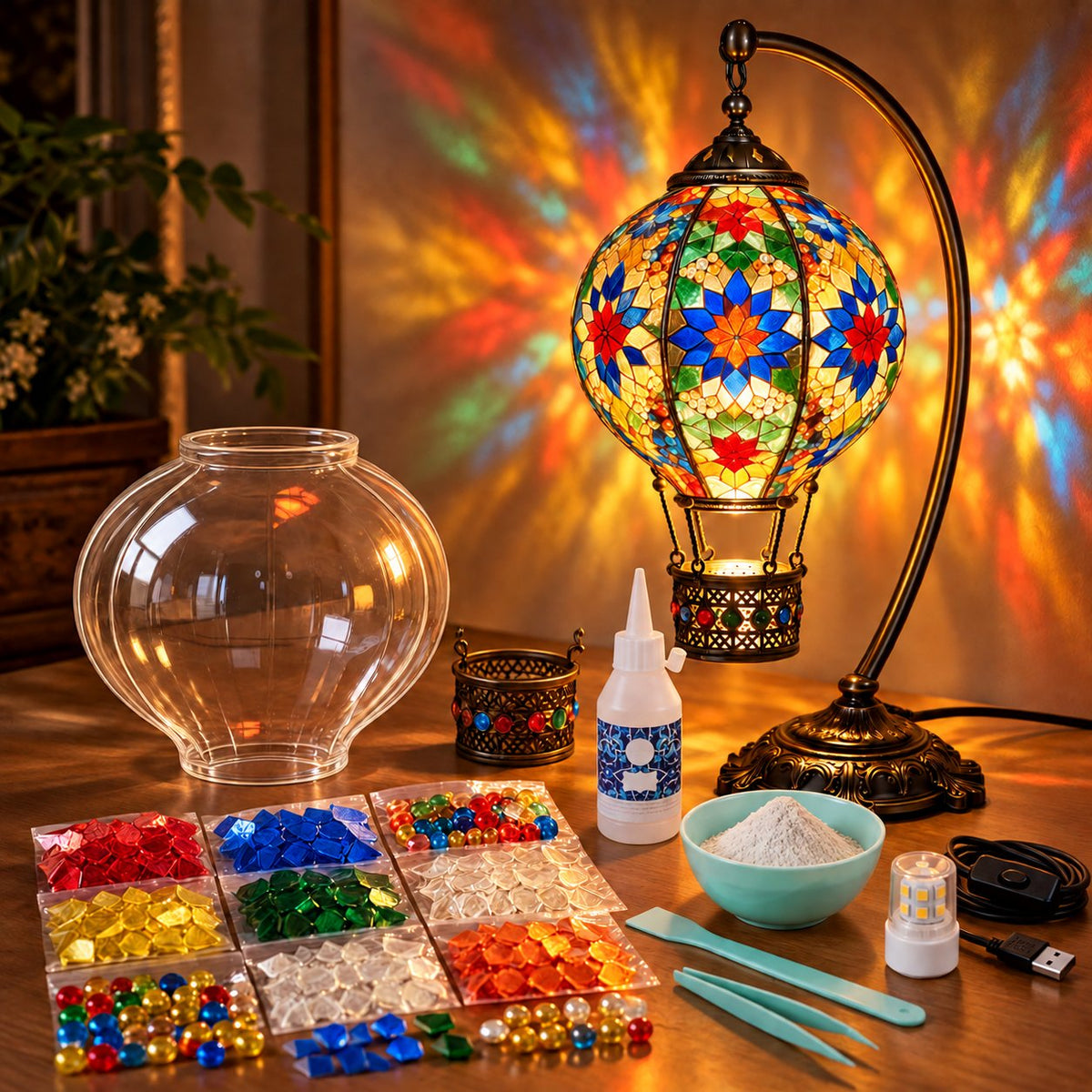 DIY Turkish Mosaic Hot Air Balloon Lamp Kit