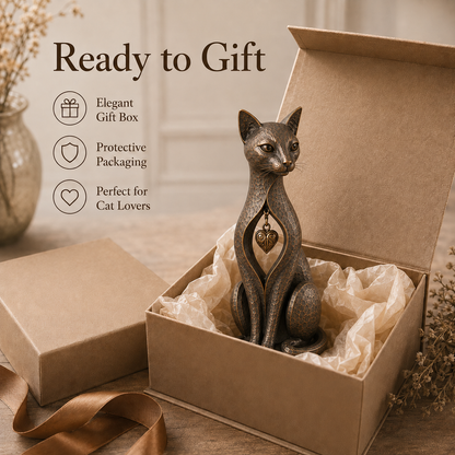 🐱 ❤️Last Day 50% OFF – Heritage Heart Cat Sculpture™ | Vintage Metal Keepsake for Cat Lovers