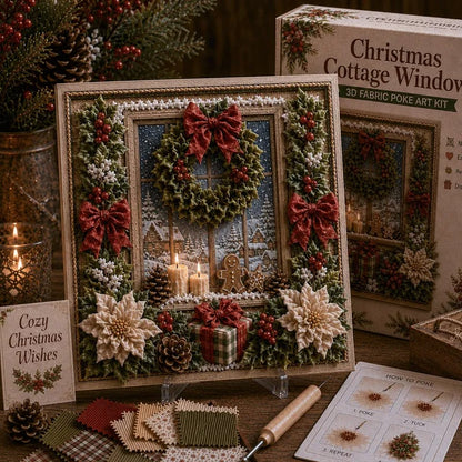 🔥 LAST DAY 50% OFF – 🎄 DIY 3D Fabric Poke Art Christmas Keepsake Kit – No-Sewing Holiday Craft with Display Stand ✨