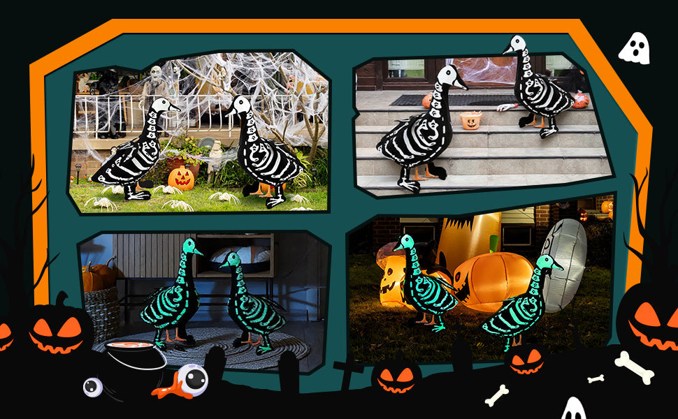 🎃Halloween Porch Goose Outfits Skeleton Costume for 23''💀