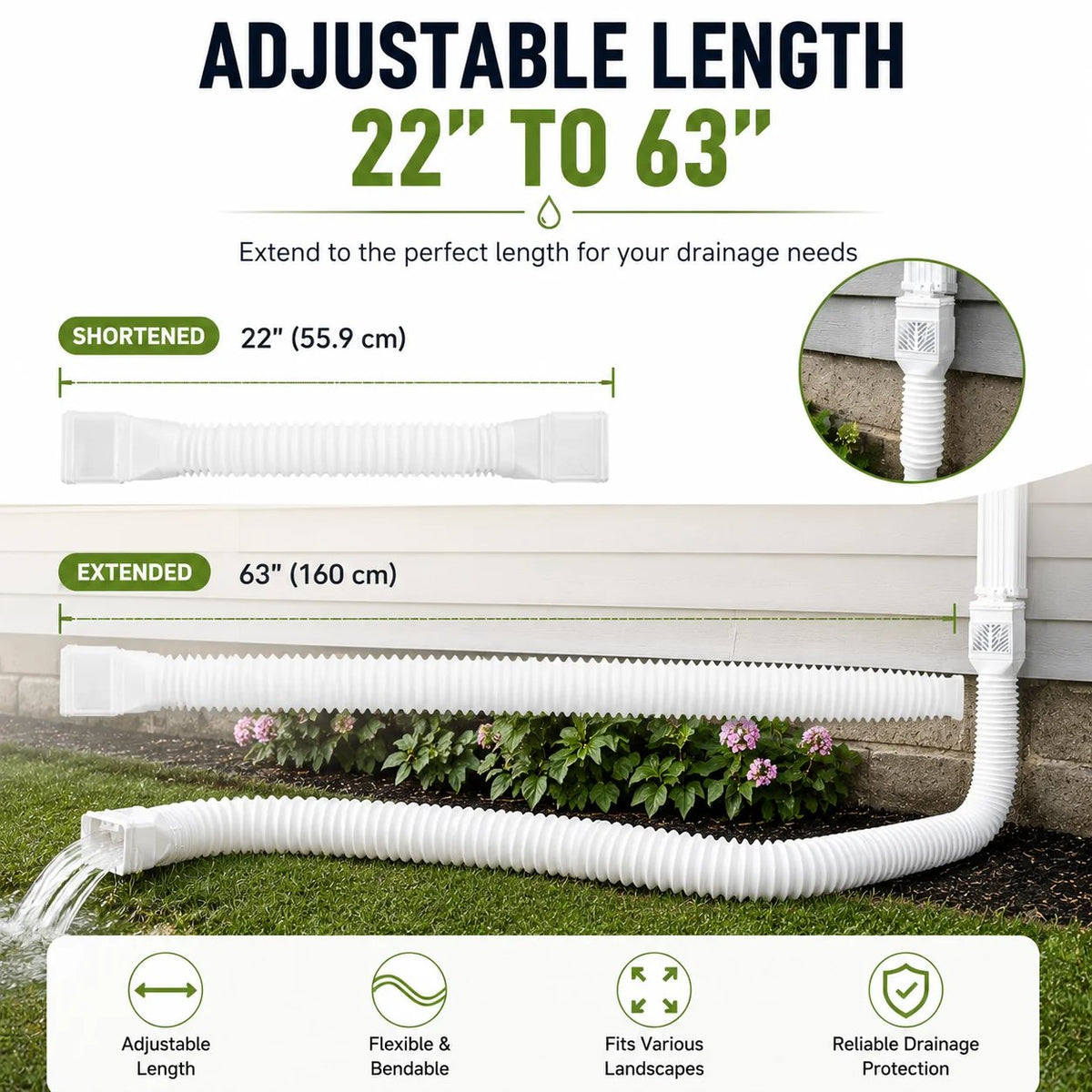 🏡 Keep Rainwater Away | Flexible Downspout Extender