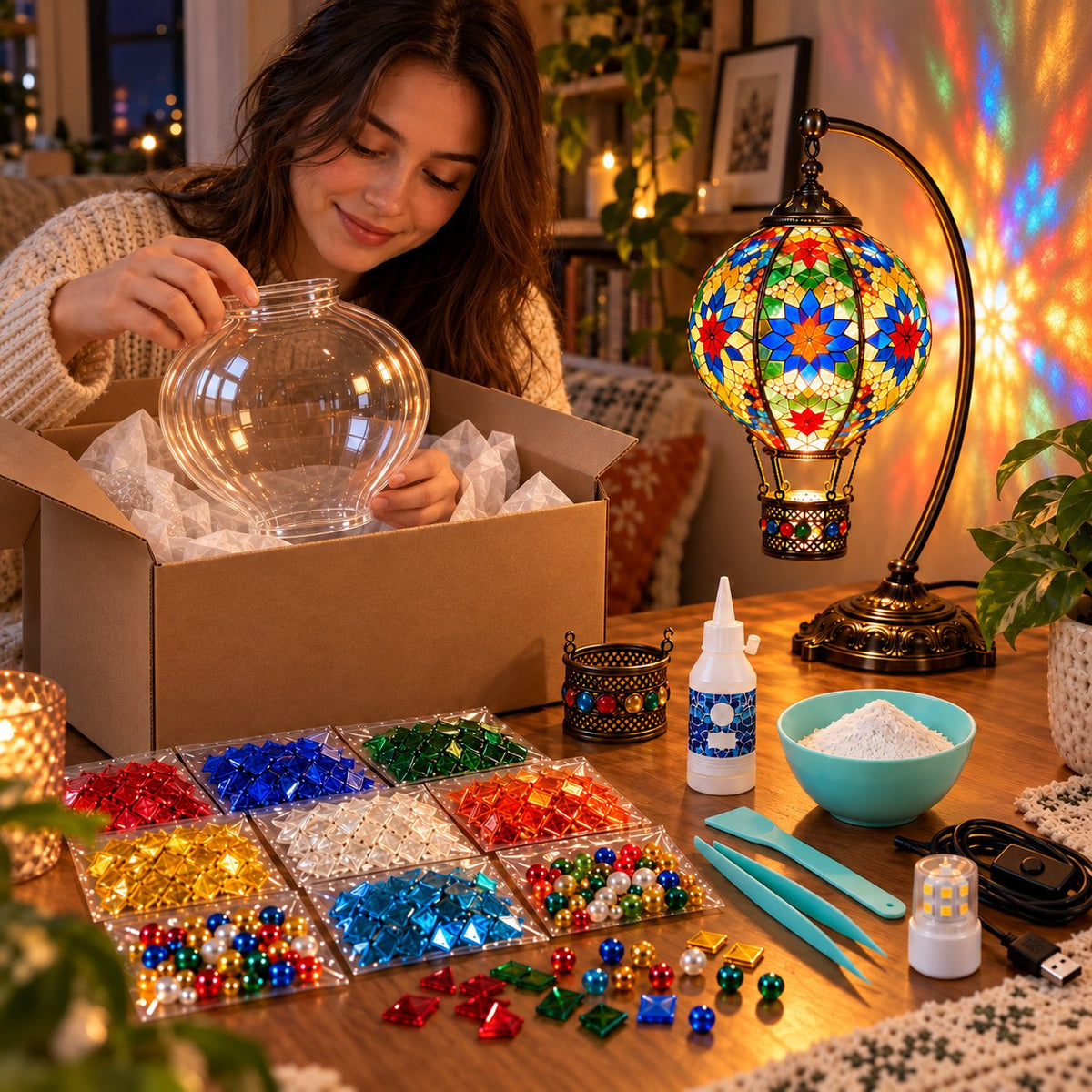 DIY Turkish Mosaic Hot Air Balloon Lamp Kit