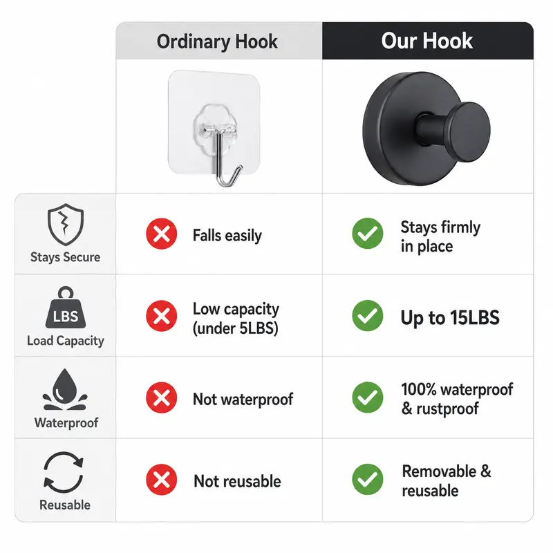 Stainless Steel Finish GripLock Heavy Duty Adhesive Wall Hooks