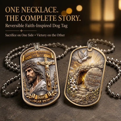 🔥LAST DAY 50% OFF - ✝️“Greater Love” 3D Jesus Dog Tag Necklace – Bold Military-Inspired Design for Him❤️