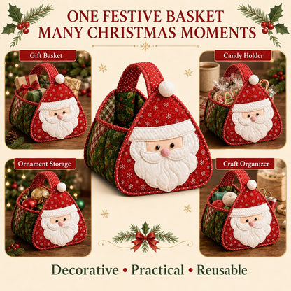 🎄 Christmas Quilted Carry Basket – DIY Sewing Kit & Finished Basket 🎁