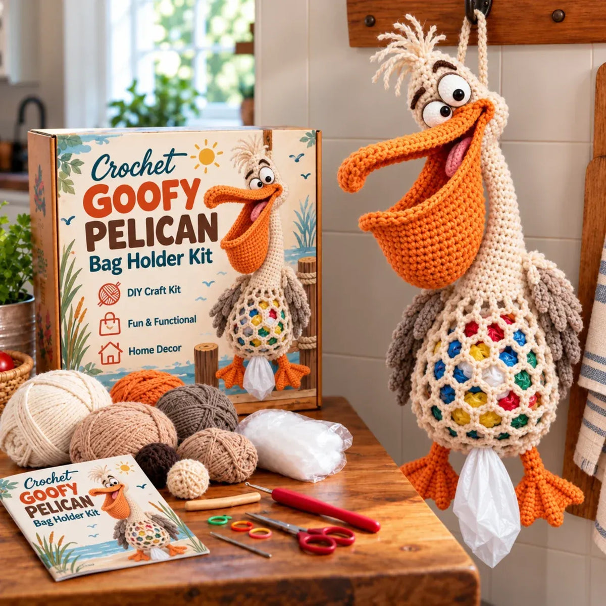 🧶 Cottage Harvest Keepers™ – Crochet Animal Bag Holder DIY Kit
