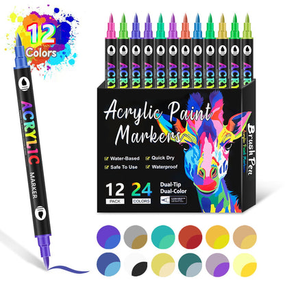 🎨Last Day🔥Dual Tip Acrylic Paint Pen Marker - 24/48/72/120 Colors