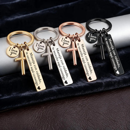 Keychain with Cross and 'I Love You' Charm ❤️