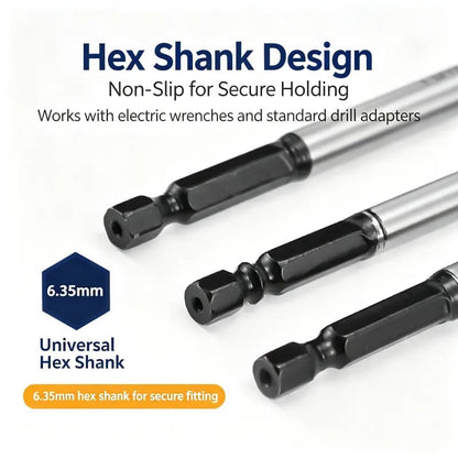 8-Piece Wood Boring Bits 🪵 – 4-Flute Hex Shank, 10–25mm