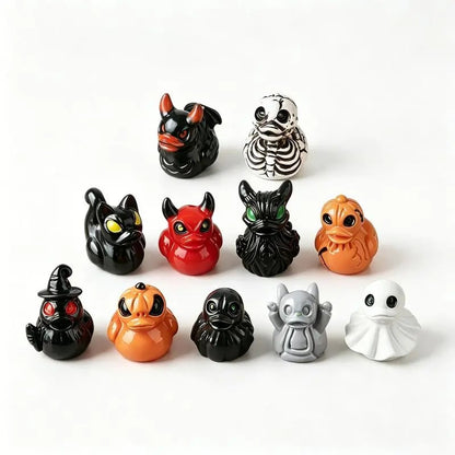 Mini Devil Ghost Skull Resin Ducks – Cute Spooky Halloween & Christmas Desktop Decor