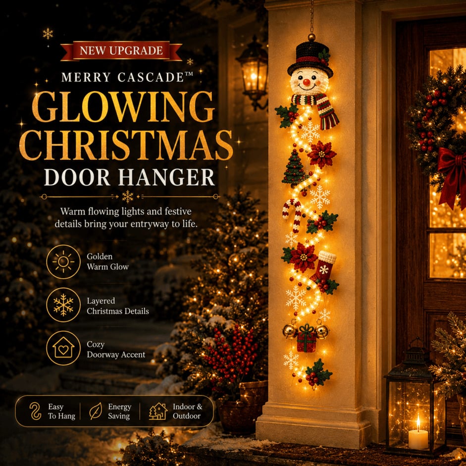 ⏳ Ultimo giorno: 49% DI SCONTO – 🎄 Decorazione natalizia luminosa da porta MerryCascade | 6 design festivi, luce calda, dettagli 3D & decorazione verticale salvaspazio ✨