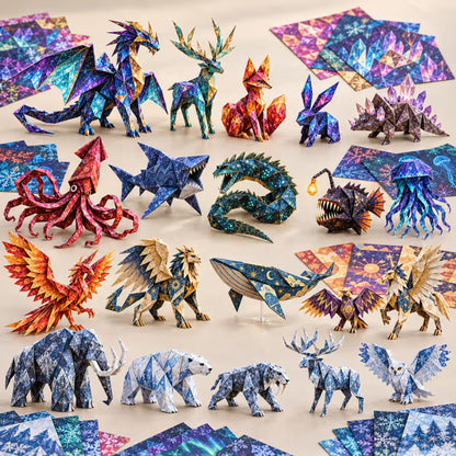 🐉 Fantasy Paper Folding Craft Kit | 4 Magical Worlds with 50 Patterned Papers & Step-by-Step Guide ✨
