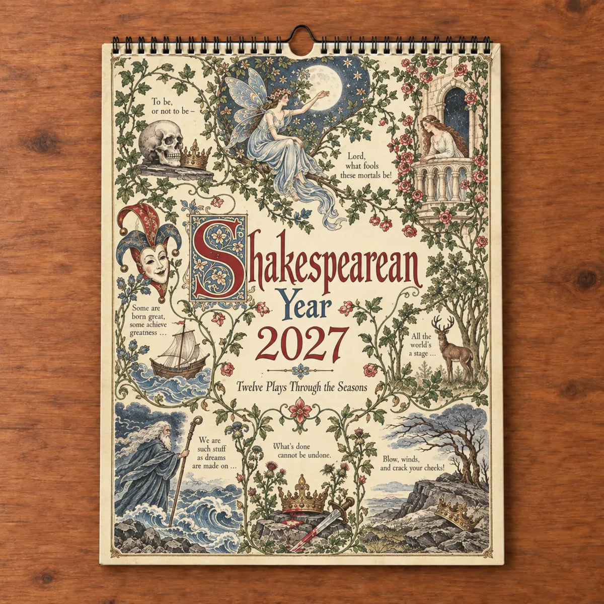 A Shakespearean Year 2027 – 12 Plays Through the Seasons | Vintage Illustrated Wall Calendar