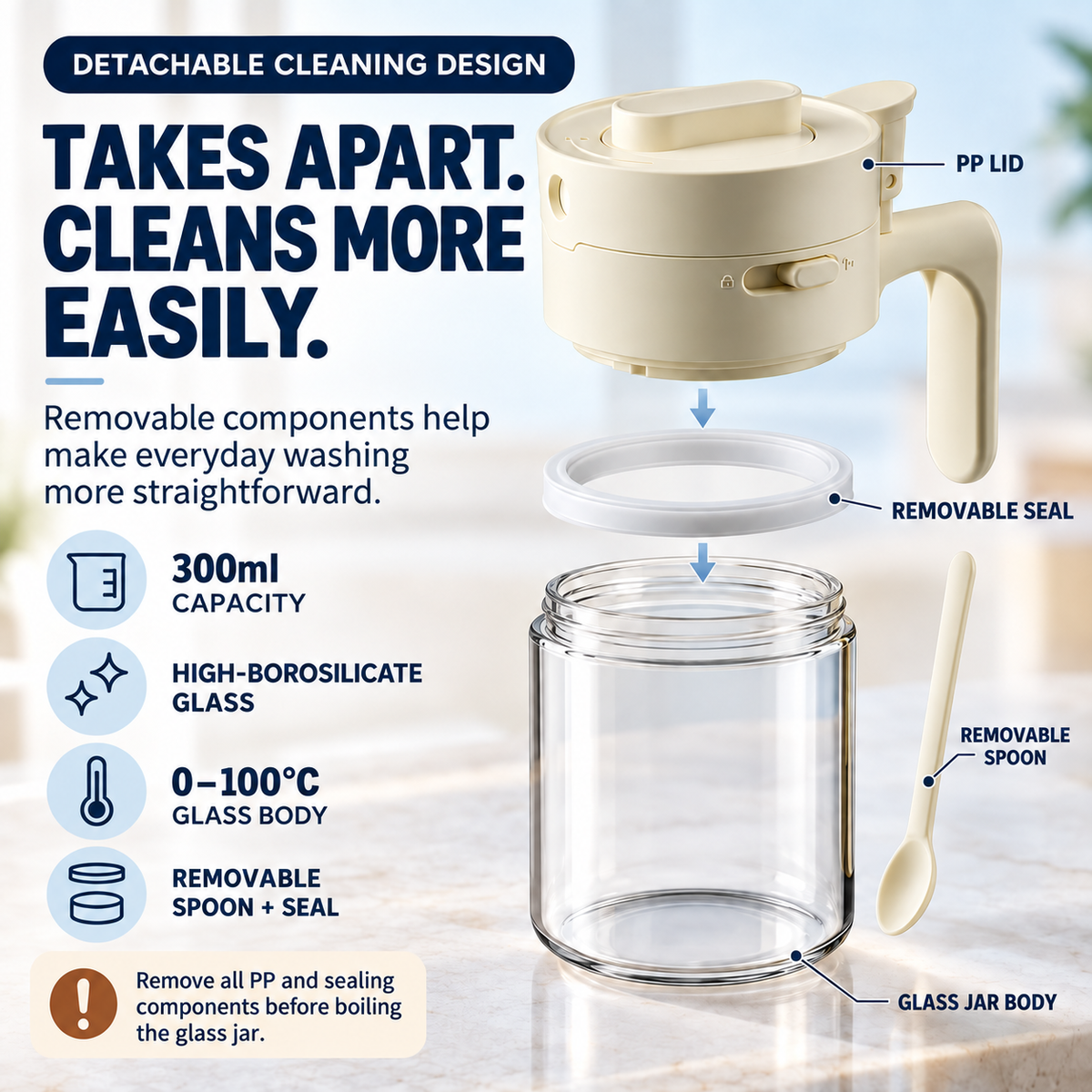 🥄 Scoop or Pour 2-in-1 Seasoning Jar – 300ml Glass Container with Built-In Spoon & 3-Mode Dispenser