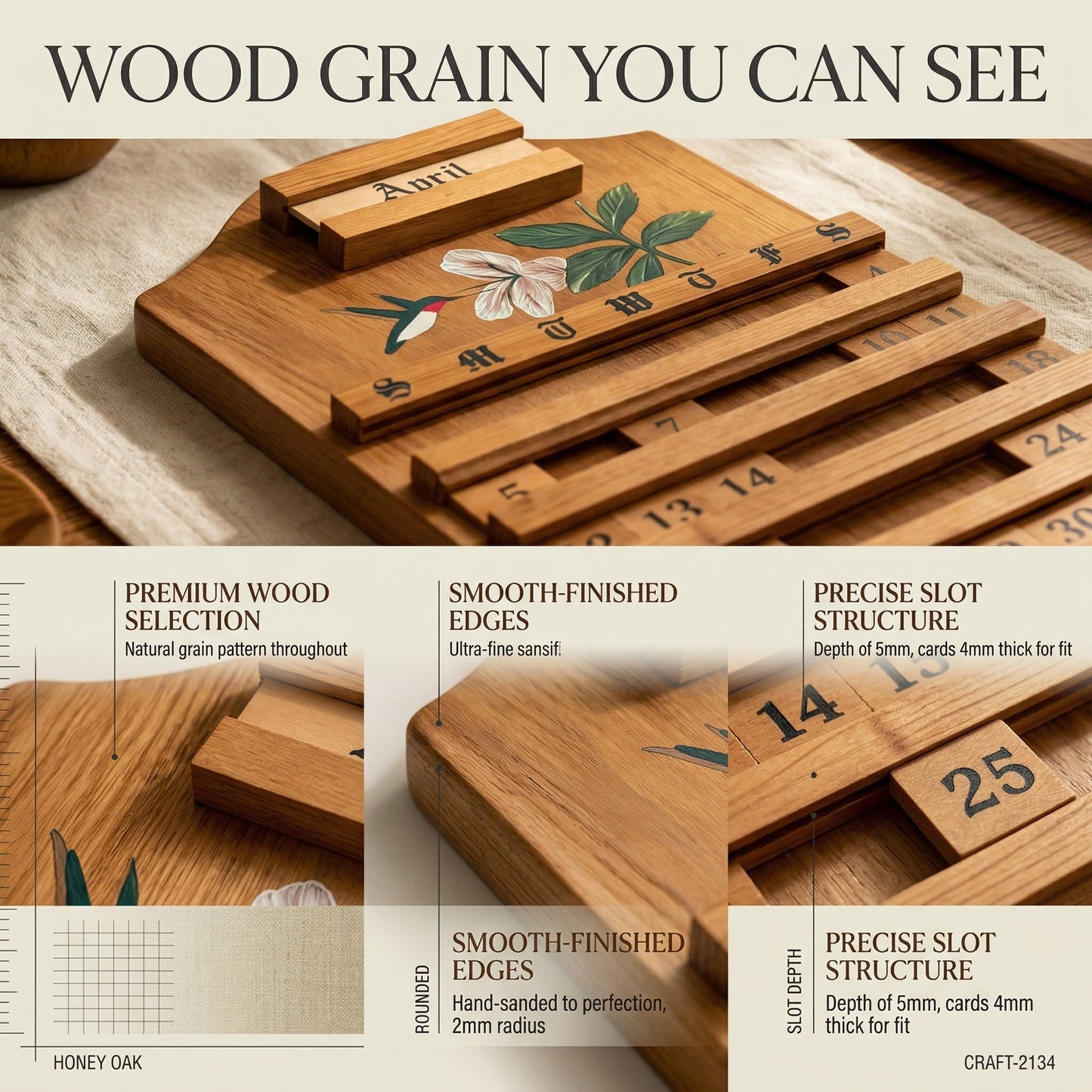 🎉🎄 Festive Wooden Perpetual Calendar