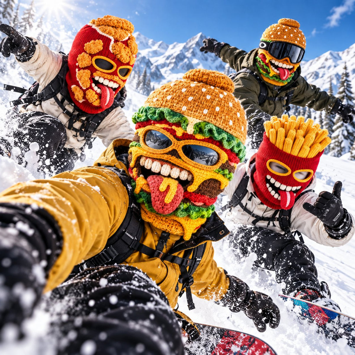 3D Fast Food Knit Balaclava - Thermal Ski & Snowboard Mask