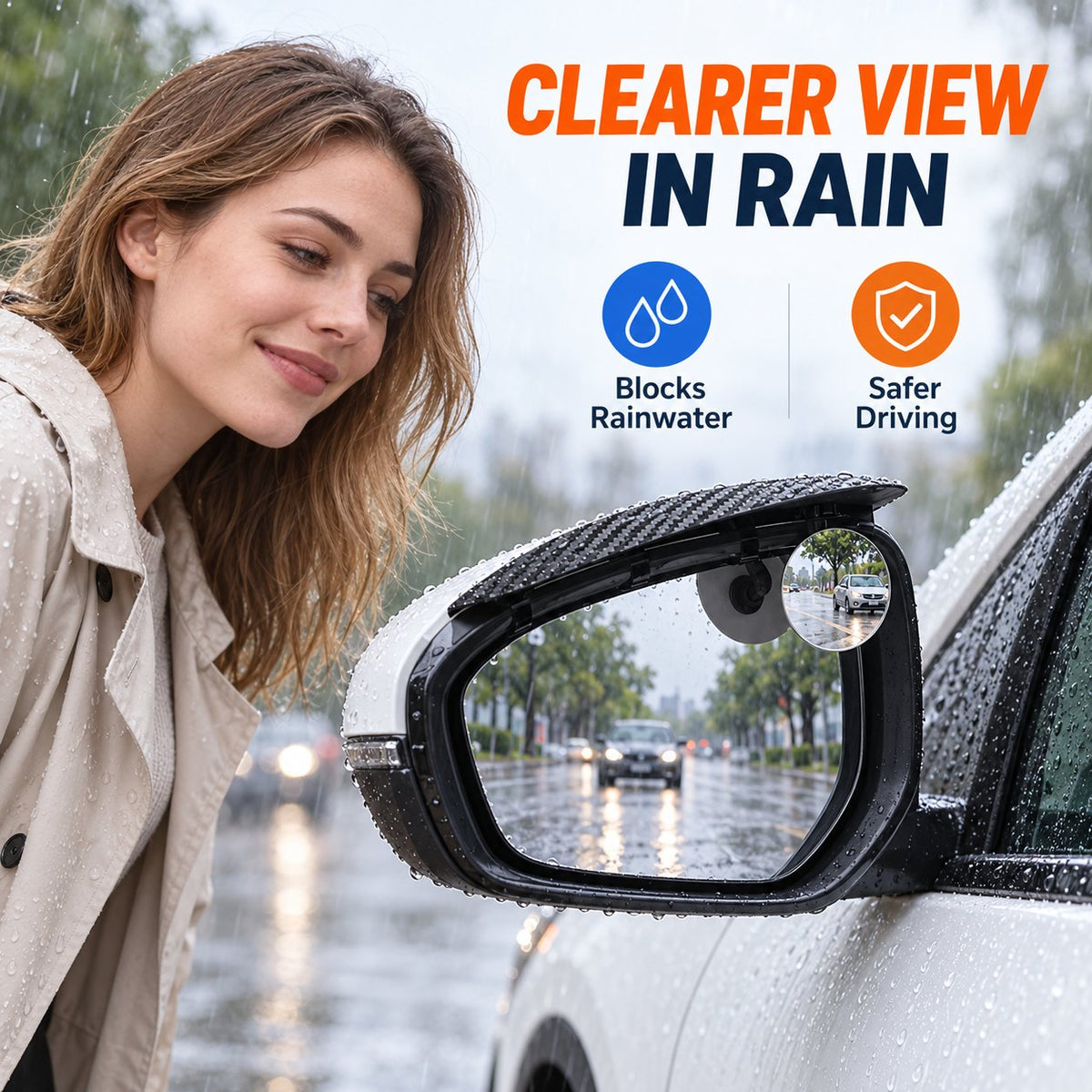 Snap-On Mirror Rain Visors