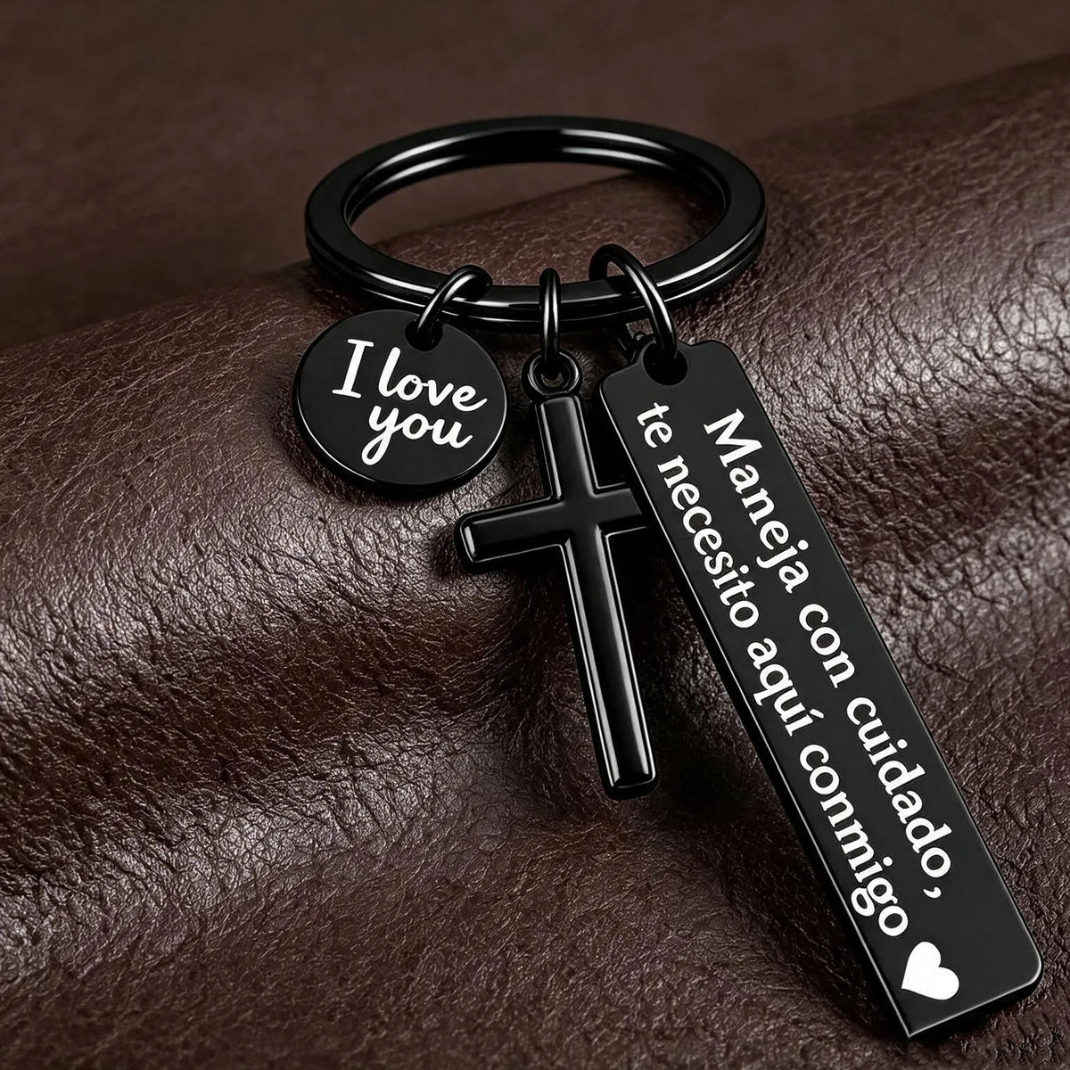 Keychain with Cross and 'I Love You' Charm ❤️