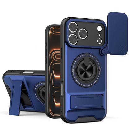 Sliding Window Lens Protector Magnetic Ring Holder Case for iPhone 17 ProMax