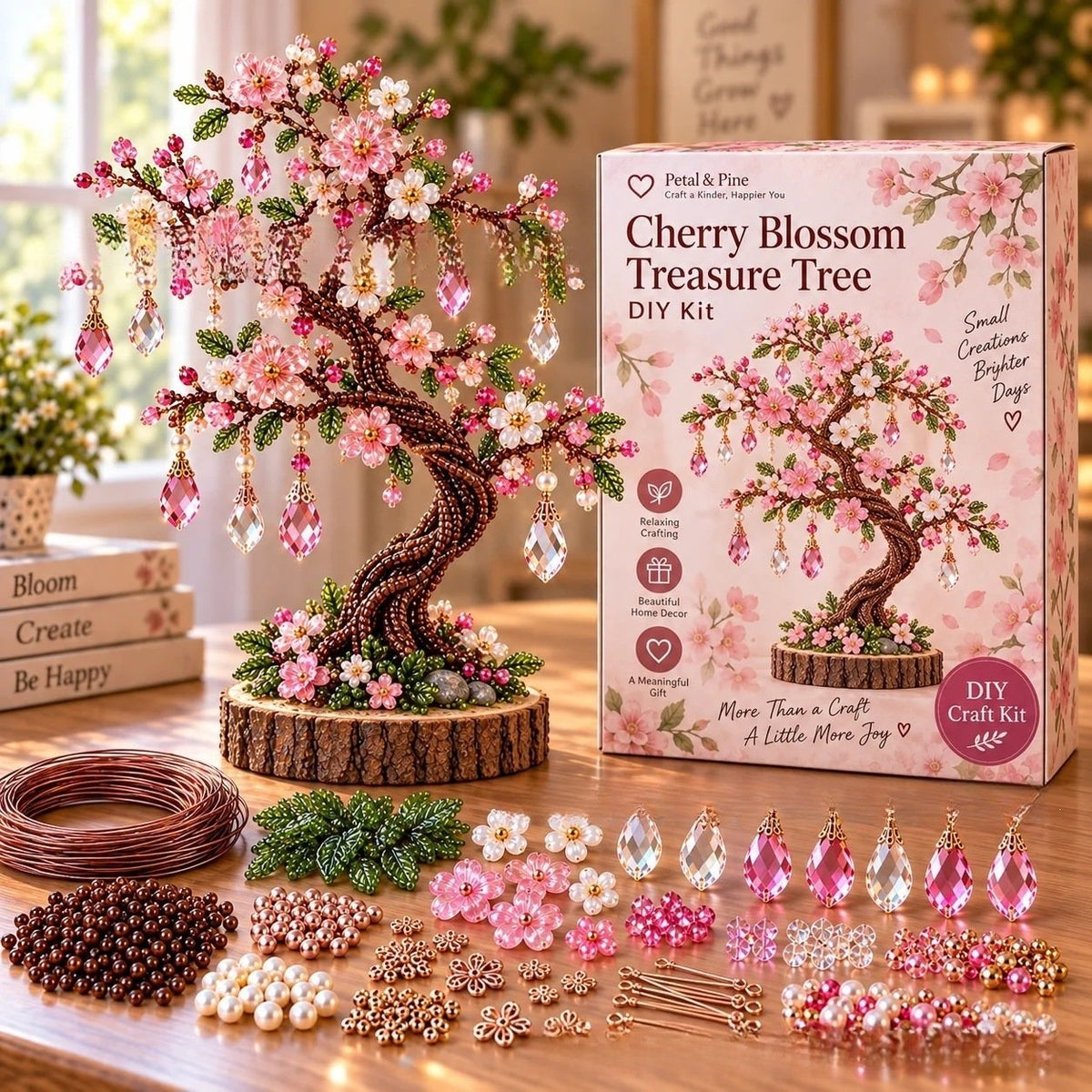 DIY Beaded Gem Tree Craft Kit – Handmade Crystal Tree Home Decor