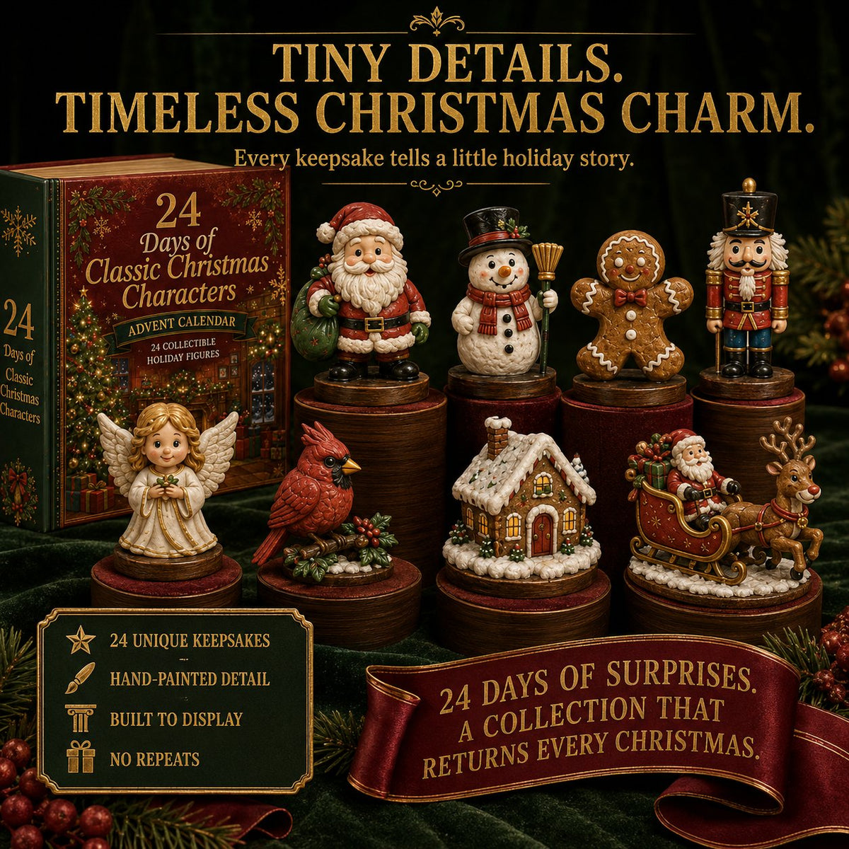 💯🎄 49% OFF – 24 Days of Classic Christmas Characters Advent Calendar | 24 Collectible Holiday Keepsakes Inside a Vintage Book-Style Christmas Countdown 🎅✨