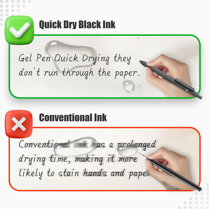 🔥Black Gel Pens, 6Pcs 0.5mm Gel Pens Fine Point, Quick Dry Retractable Gel Pen Set, Smooth Writing Pens for Office Work, Note Taking, Black Ink Pens for Men Women(Black)