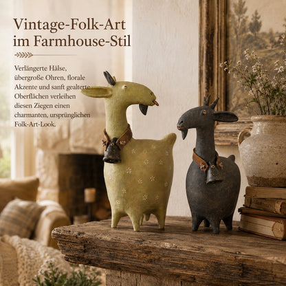 Charming Farmhouse Goat Figurines – 2-Piece Set