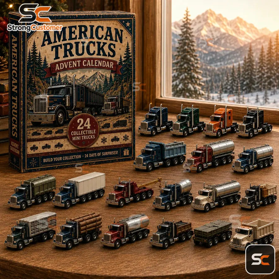 Collection of American truck miniatures from the 24-day advent calendar