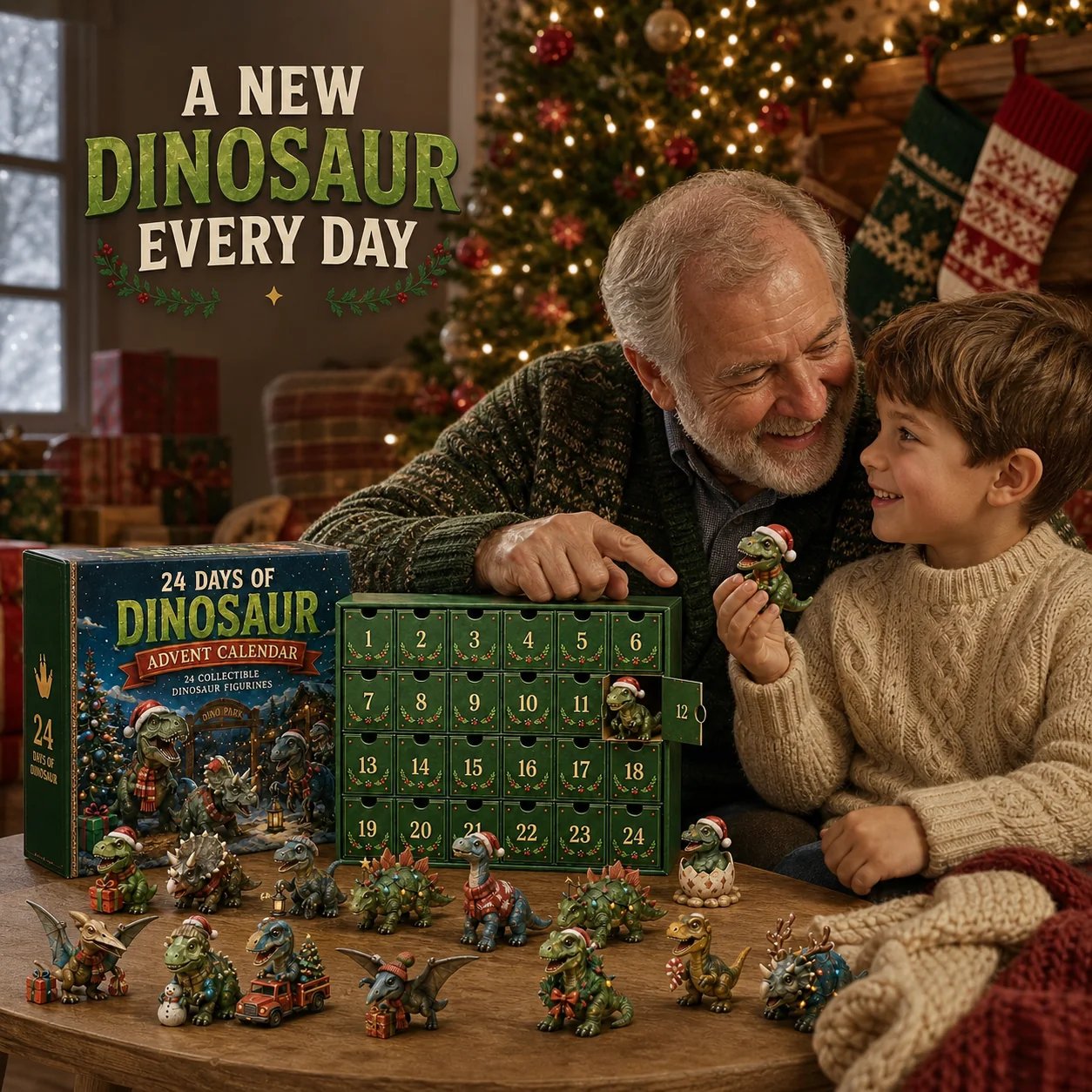 24 Days of Dinosaur Christmas Advent Calendar – 24 Collectible Dino Figurines & Holiday Surprises