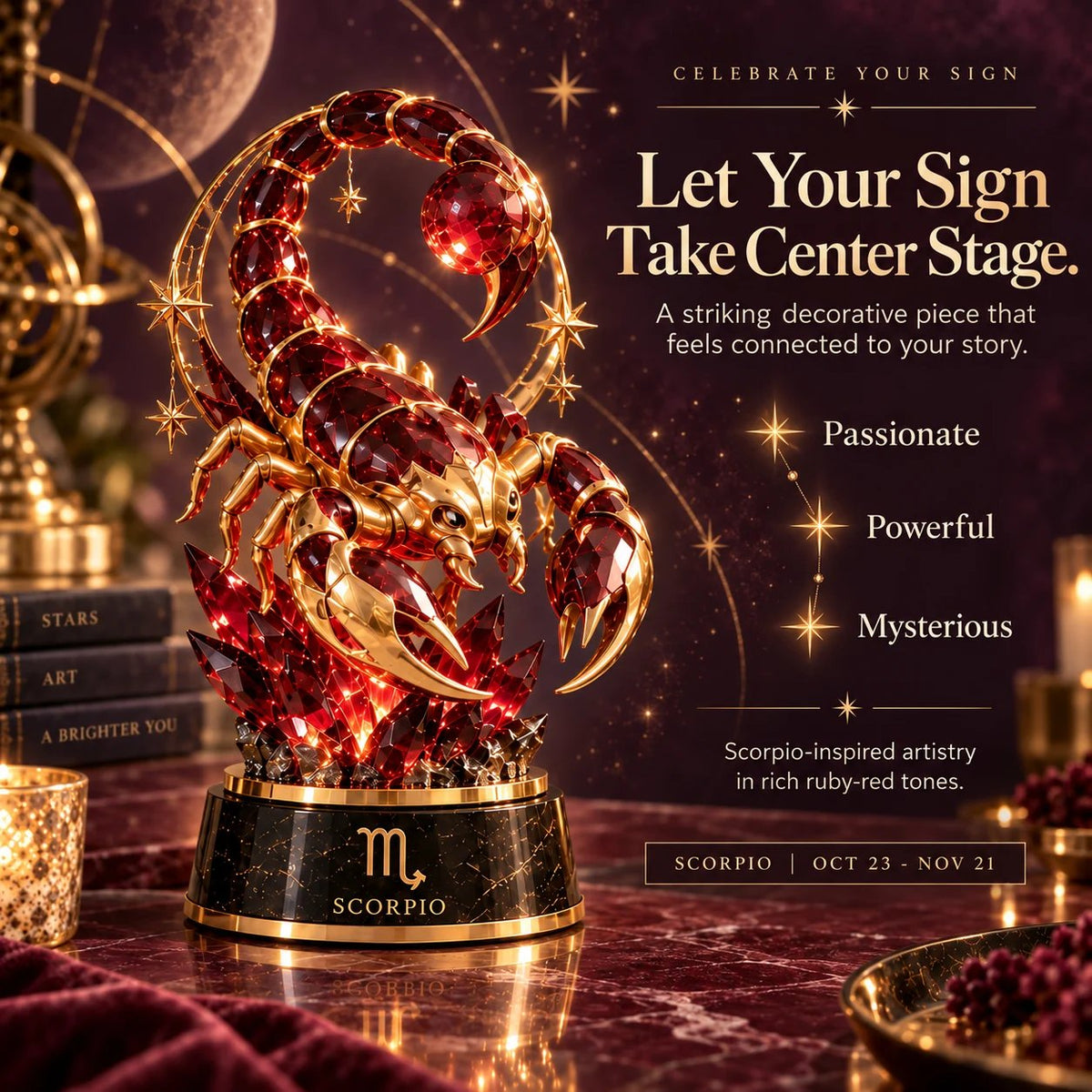 🔥HOT SALE🔥 49% OFF – 🌙 Celestial Zodiac Sculpture | 12 Jewel-Like Zodiac Designs with Golden Details ✨
