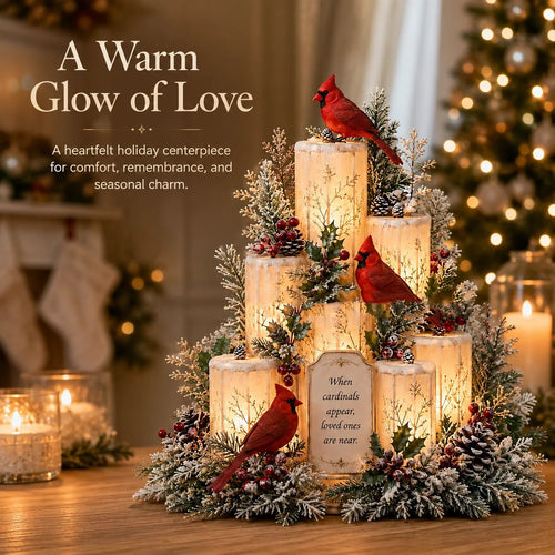 🎉🔥Limited-time offer🎁Cardinal Memorial LED Candle Centerpiece