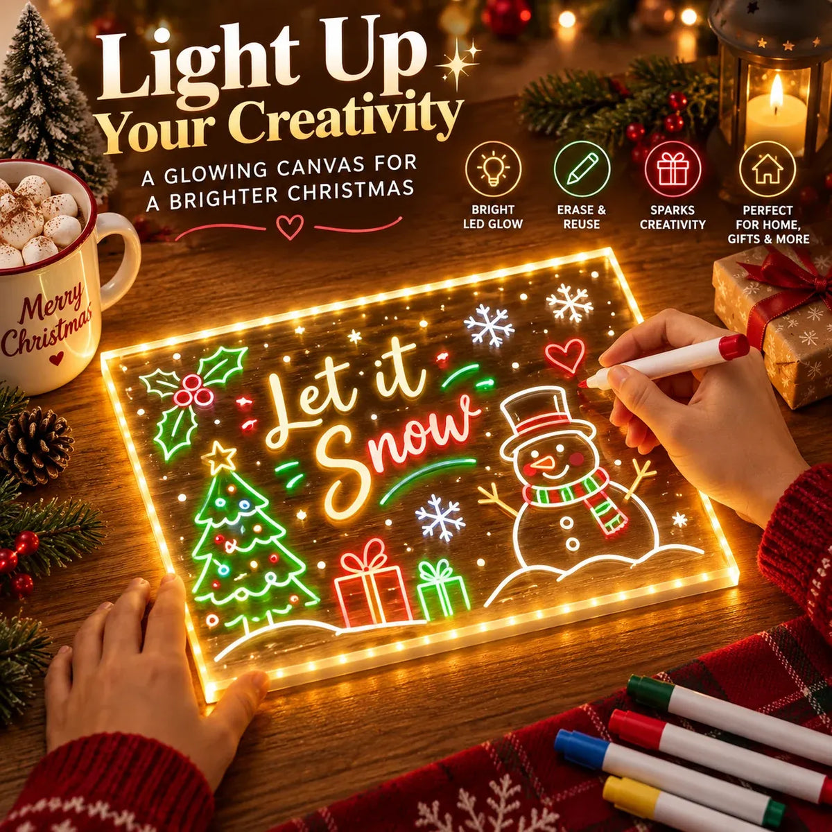 ✨ Reusable Acrylic LED Message Board – Light-Up Writing & Drawing Display