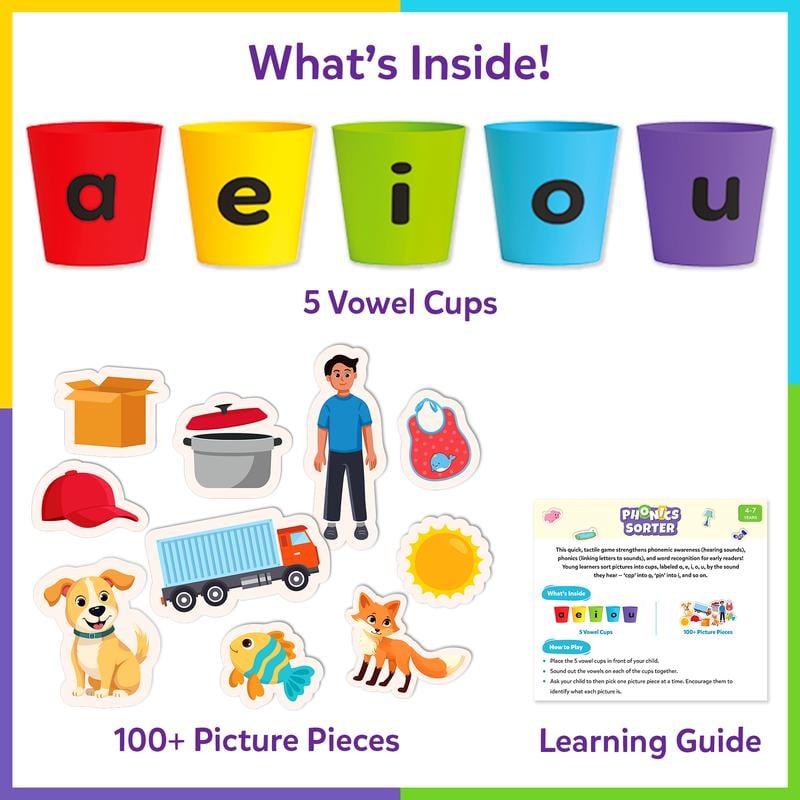 🔥 Last Day 49% OFF - 📚 Phonics Vowel Sorting Toy | ✨ Early Literacy Learning Activity for Preschool & Kindergarten Kids Ages 4-7