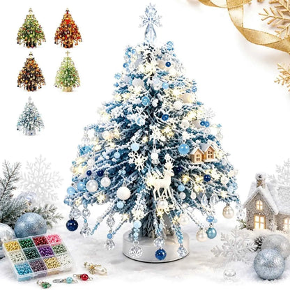 DIY Beaded Christmas Tree Kit with Crystal Beads & Metal Frame – Handmade Tabletop Holiday Decor
