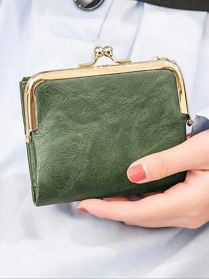 Women's Fashionable Solid Color Kiss Lock Wallet, Casual Versatile Coin Purse for Daily Used, Trendy All-match & Exquisite Wallet for Birthday Gift，Suitable for Thanksgiving, Christmas, and men's gift giving