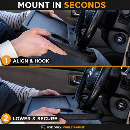 🔥 50% OFF 2-in-1 Steering Wheel Tray 🚗 Work, Eat & Stay Organized On the Go