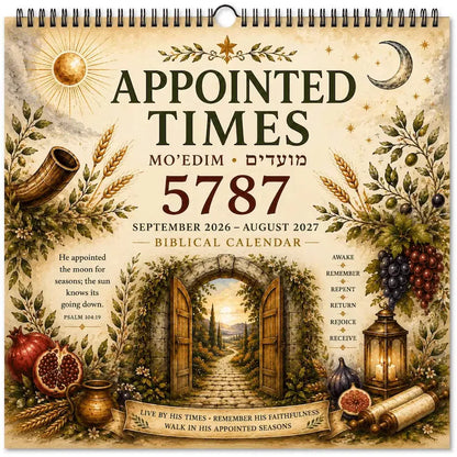 Biblical Hebrew Calendar 5787 | 2026-2027 Appointed Times Wall Calendar | Feast Days, Hebrew Dates and Shabbat