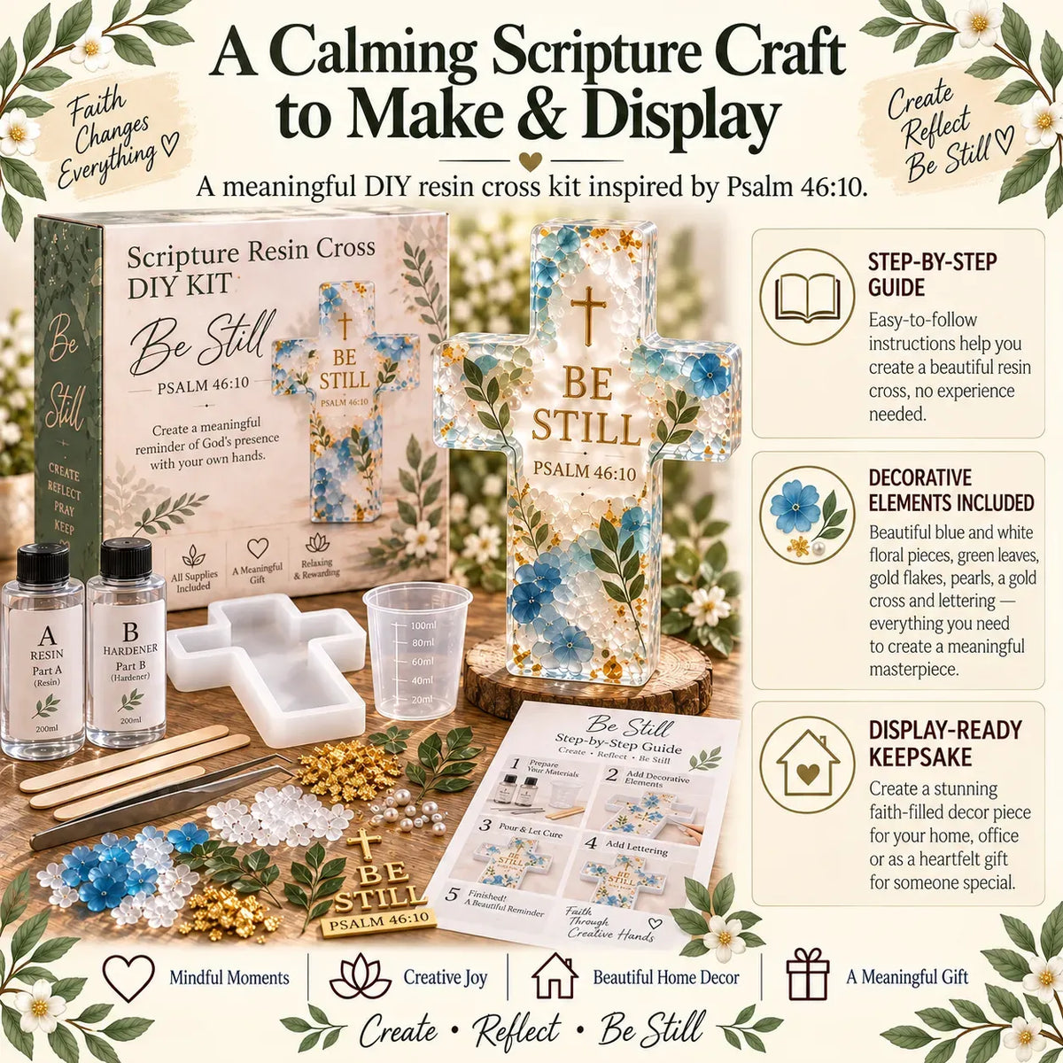 Psalms of Comfort &Strength Resin Cross DIY Kit